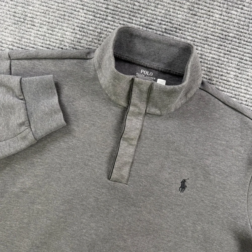 Polo Ralph Lauren Mens XL Gray Quarter Snap Mock Neck Pullover Sweatshirt Golf